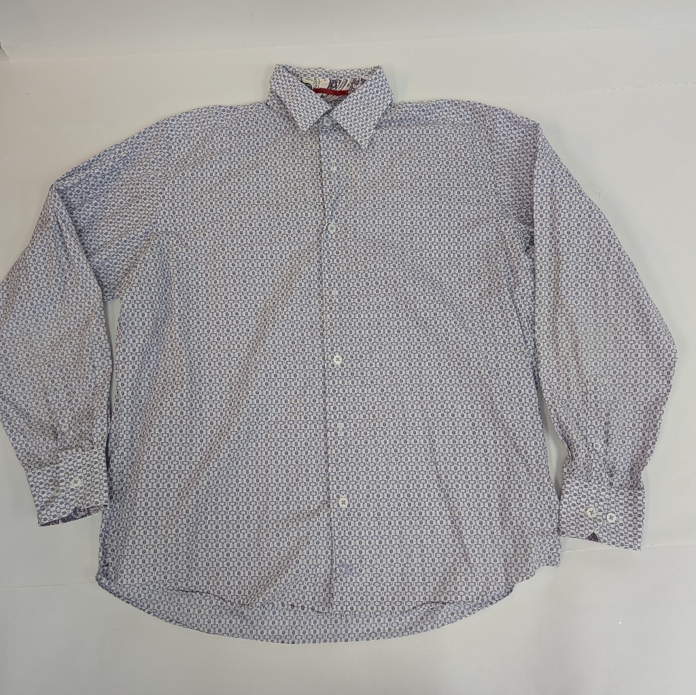 Bugatchi Men's Purple Patterned cotton button down with Paisley medium [41]